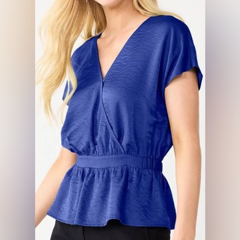 Relaxed Lavender Wrap-Front Peplum Blouse